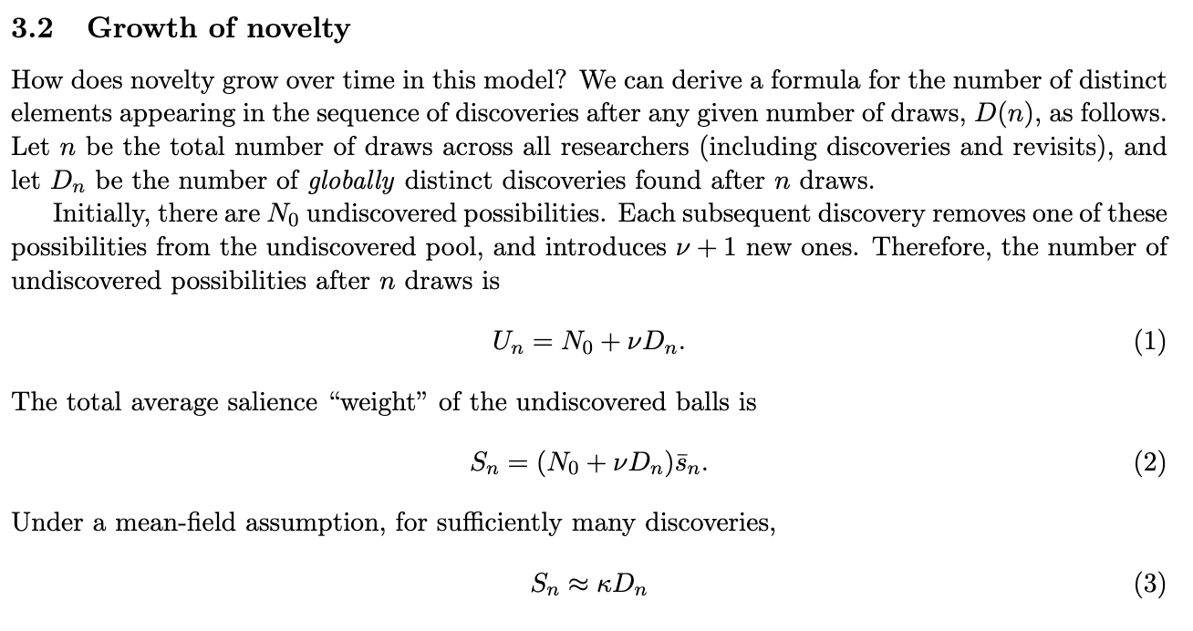 Section 3.2 of the paper, version 1: equations (1) to (3) with the symbols in (2) and (3) left undefined.